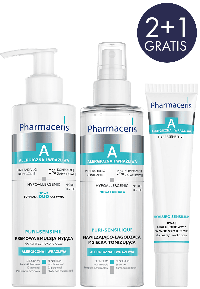 Pharmaceris A ZESTAW PROMOCYJNY Hyaluro-SENSILIUM 40 ml + PURI-SENSIMIL 190 ml + PURI-SENSILIQUE 200 ml GRATIS - 1