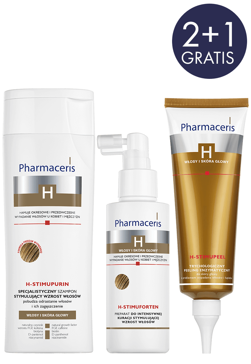 Pharmaceris H ZESTAW PROMOCYJNY H-STIMUPURIN 250 ml + H-STIMUFORTEN 125 ml + H-STIMUPEEL 125 ml GRATIS - 1