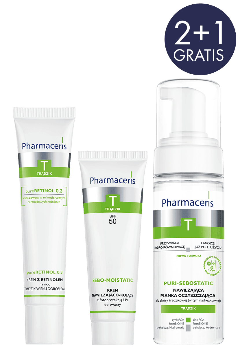 Pharmaceris T ZESTAW PROMOCYJNY pure-RETINOL 0.3 40 ml + SEBO-MOISTATIC 50 ml + PURI-SEBOSTATIC 150 ml GRATIS - 1