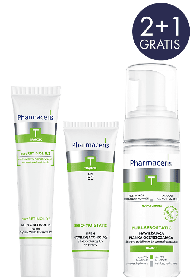 Pharmaceris T ZESTAW PROMOCYJNY pure-RETINOL 0.3 40 ml + SEBO-MOISTATIC 50 ml + PURI-SEBOSTATIC 150 ml GRATIS