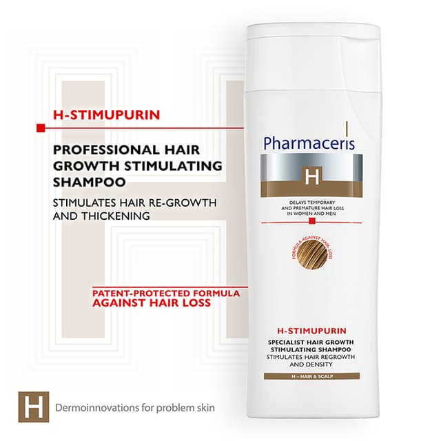 Pharmaceris H PROFESSIONAL HAIR GROWTH STIMULATING SHAMPOO stimulates healthy, thicker hair growth H-STIMUPURIN 250 ml