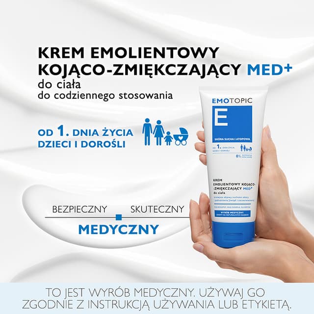 EMOTOPIC KREM EMOLIENTOWY KOJĄCO-ZMIĘKCZAJĄCY MED+ do ciała 200 ml