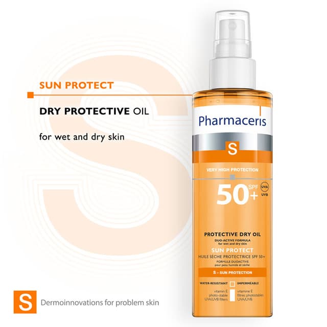 Pharmaceris S PROTECTIVE DRY OIL SPF 50+ duo-active formula for wet and dry skin SUN PROTECT 200 ml