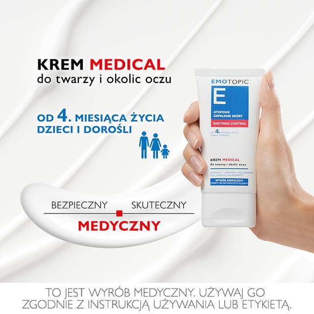 EMOTOPIC BACTERIA CONTROL KREM MEDICAL do twarzy i okolic oczu 50 ml