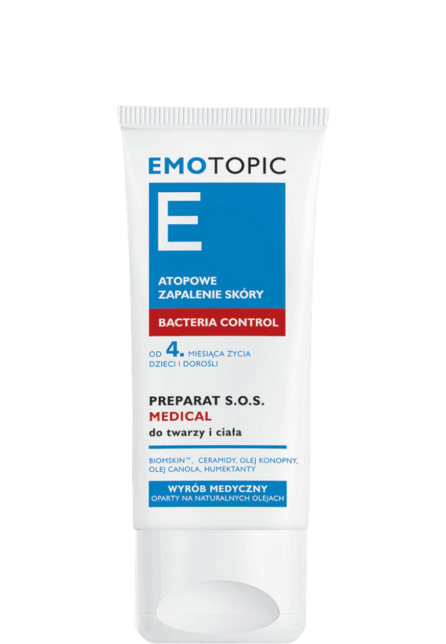 EMOTOPIC BACTERIA CONTROL PREPARAT S.O.S. MEDICAL do twarzy i ciała 30 ml