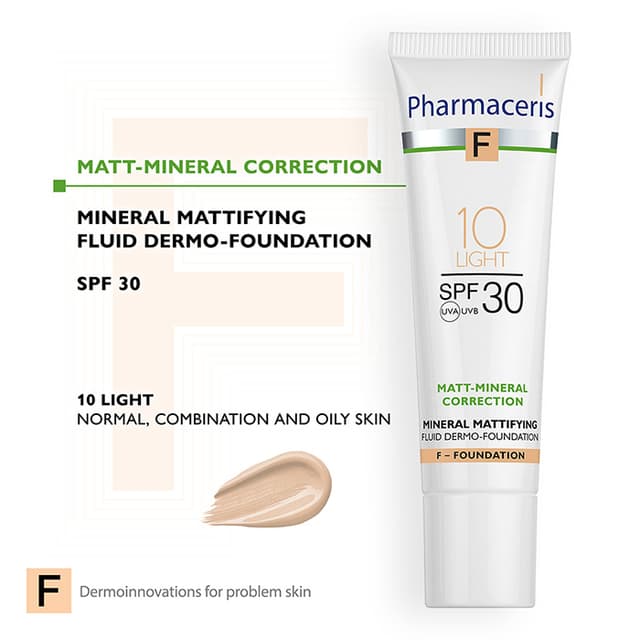 Pharmaceris F MINERAL MATTIFYING FLUID DERMO-FOUNDATION SPF 30 MATT-MINERAL-CORRECTION 10 LIGHT 30 ml