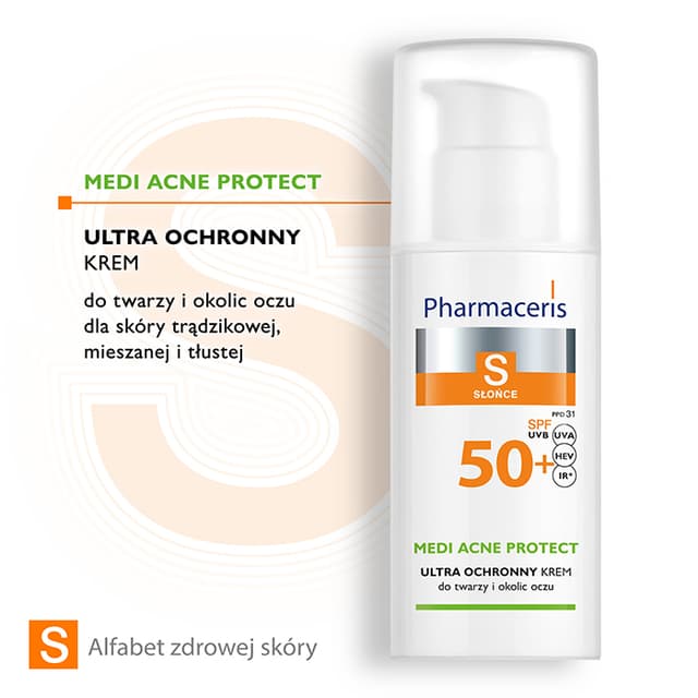 Pharmaceris S ULTRA OCHRONNY KREM SPF 50+ do twarzy i okolic oczu dla skóry trądzikowej, mieszanej i tłustej MEDI ACNE PROTECT 50 ml