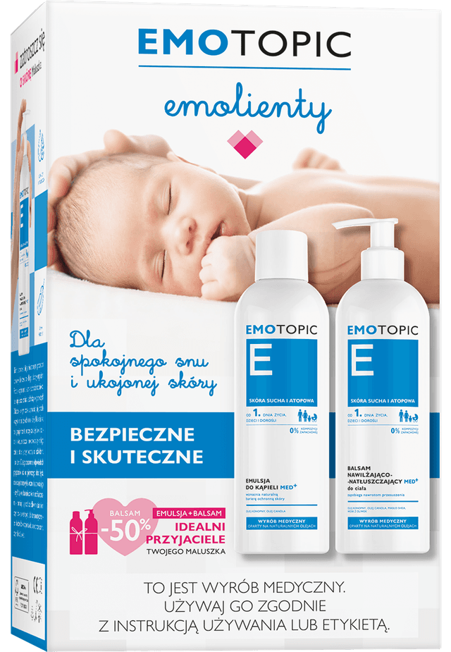 EMOTOPIC ZESTAW PROMOCYJNY EMULSJA DO KĄPIELI 400 ml + BALSAM NAWILŻAJĄCO-NATŁUSZCZAJĄCY 400 ml