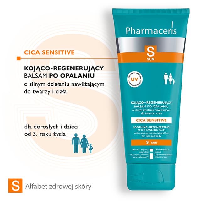 Pharmaceris S KOJĄCO-REGENERUJĄCY BALSAM PO OPALANIU o silnym działaniu nawilżającym do twarzy i ciała CICA SENSITIVE 200 ml