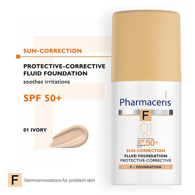 Pharmaceris F FLUID FOUNDATION SPF 50+ protective-corrective SUN-CORRECTION 01 IVORY 30 ml