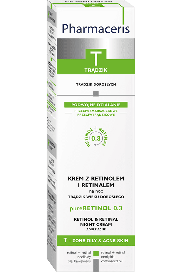 Pharmaceris T KREM Z RETINOLEM I RETINALEM na noc TRĄDZIK WIEKU DOROSŁEGO pureRETINOL 0.3 40 ml
