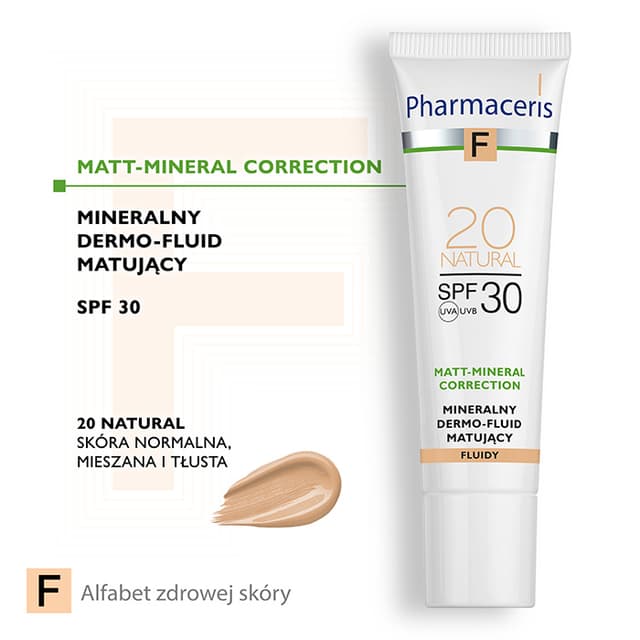 Pharmaceris F MINERALNY DERMO-FLUID MATUJĄCY MATT-MINERAL-CORRECTION SPF 30 20 NATURAL 30 ml