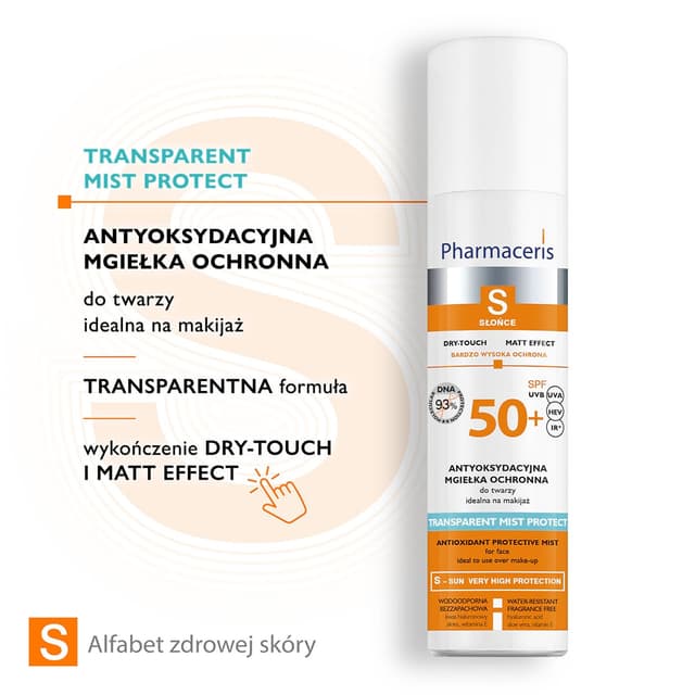 Pharmaceris S ANTYOKSYDACYJNA MGIEŁKA OCHRONNA do twarzy idealna na makijaż TRANSPARENT MIST PROTECT 75 ml