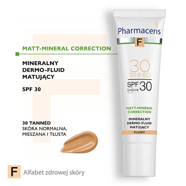 Pharmaceris F MINERALNY DERMO-FLUID MATUJĄCY MATT-MINERAL-CORRECTION SPF 30 30 TANNED 30 ml