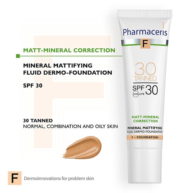 Pharmaceris F MINERAL MATTIFYING FLUID DERMO-FOUNDATION SPF 30 MATT-MINERAL-CORRECTION 30 TANNED 30 ml