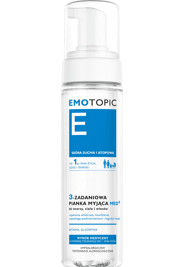 EMOTOPIC 3-ZADANIOWA PIANKA MYJĄCA MED+ do twarzy, ciała i włosów 200 ml