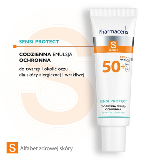 Pharmaceris S CODZIENNA EMULSJA OCHRONNA SPF 50+ do twarzy i okolic oczu z kwasem hialuronowym SENSI PROTECT 50 ml