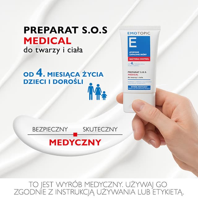 EMOTOPIC BACTERIA CONTROL PREPARAT S.O.S. MEDICAL do twarzy i ciała 30 ml