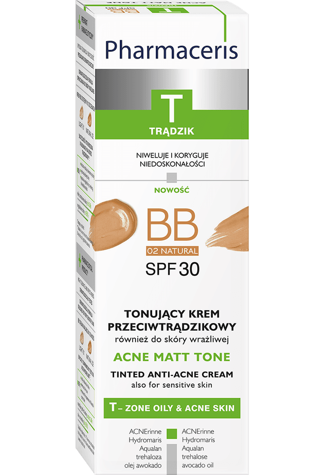 Pharmaceris T TONUJĄCY KREM PRZECIWTRĄDZIKOWY również do skóry wrażliwej SPF 30 ACNE MATT TONE 02 NATURAL 30 ml