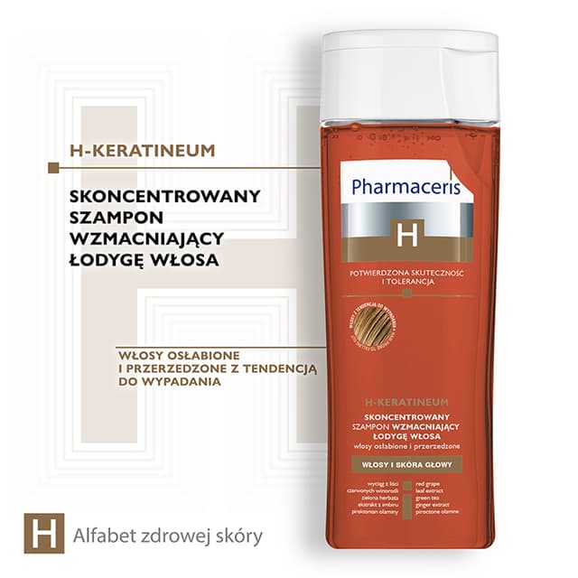 Pharmaceris H SKONCENTROWANY SZAMPON WZMACNIAJĄCY ŁODYGĘ WŁOSA do włosów osłabionych i przerzedzonych H-KERATINEUM 250 ml
