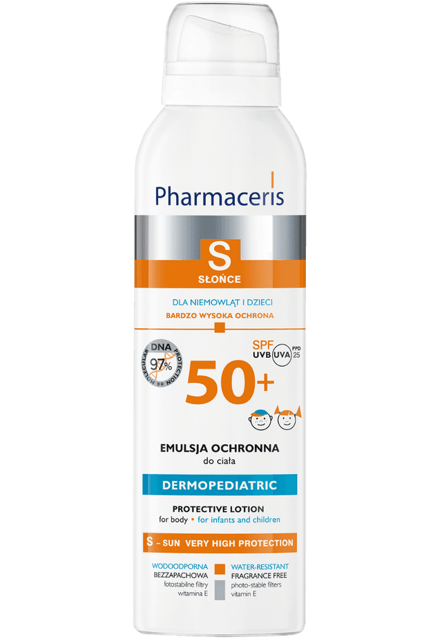 Pharmaceris S EMULSJA OCHRONNA SPF 50+ do ciała spray z multipozycyjną aplikacją 360° dla niemowląt i dzieci 150 ml