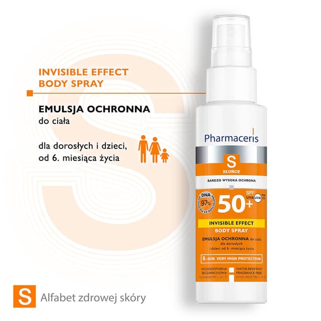 Pharmaceris S EMULSJA OCHRONNA do ciała dla dorosłych i dzieci od 6. miesiąca życia INVISIBLE EFFECT BODY SPRAY 150 ml