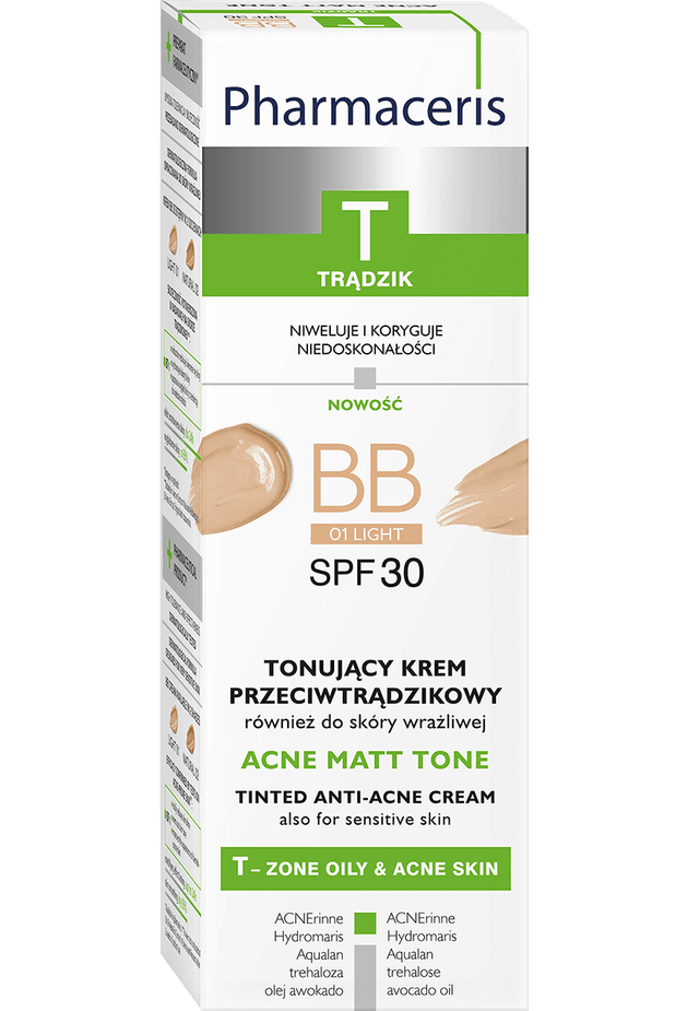 Pharmaceris T TONUJĄCY KREM PRZECIWTRĄDZIKOWY również do skóry wrażliwej SPF 30 ACNE MATT TONE 01 LIGHT 30 ml