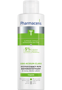 Pharmaceris T OCZYSZCZAJĄCY PŁYN BAKTERIOSTATYCZNY do twarzy, dekoltu i pleców 5% kwasów [salicylowy, glikolowy, laktobionowy] SEBO-ACIDUM-CLARIS 190 ml