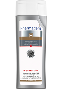 Pharmaceris H SHAMPOOING SPÉCIALISÉ de deux applications RALENTISSANT LE PROCESSUS DE GRISONNEMENT ET STIMULANT LA CROISSANCE DE CHEVEUX H-STIMUTONE 250 ml