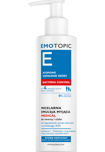 EMOTOPIC BACTERIA CONTROL MICELARNA EMULSJA MYJĄCA MEDICAL do twarzy i ciała 190 ml