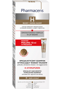 Pharmaceris H SPECJALISTYCZNY SZAMPON STYMULUJĄCY WZROST WŁOSÓW pobudza odrastanie włosów i ich zagęszczenie H-STIMUPURIN 250 ml + TRYCHOLOGICZNY PEELING ENZYMATYCZNY H-STIMUPEEL 10 ml W PREZENCIE