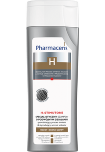 Pharmaceris H SPECJALISTYCZNY SZAMPON o podwójnym działaniu SPOWALNIAJĄCY PROCES SIWIENIA & STYMULUJĄCY WZROST WŁOSÓW H-STIMUTONE 250 ml
